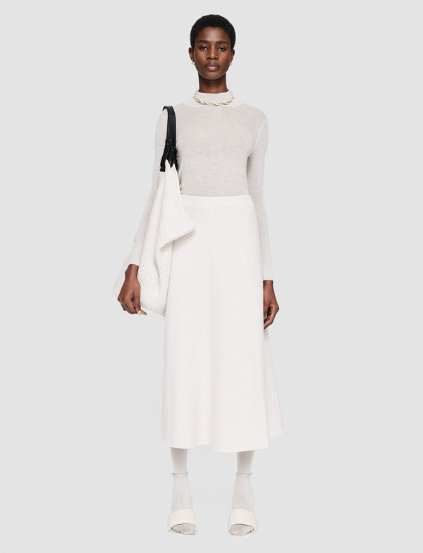 Joseph Diagonal Knit Skirt Ivory
