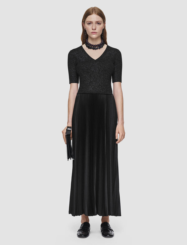 Joseph Domat Pleated Lurex Dress Black
