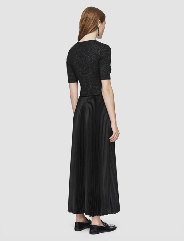 Joseph Domat Pleated Lurex Dress Black