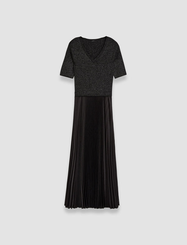 joseph Domat Pleated Lurex Dress Black