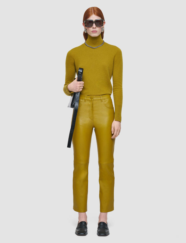Joseph Duke Leather Stretch Trousers Amber
