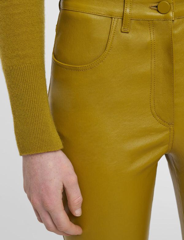 Joseph Duke Leather Stretch Trousers Amber