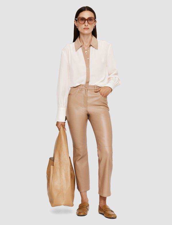 Joseph Duke Leather Stretch Trousers Blusher