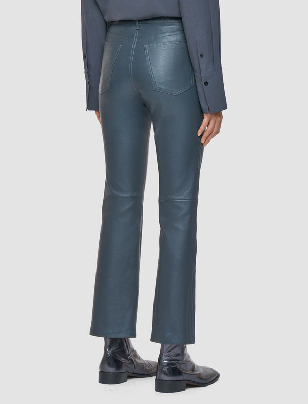 Joseph Duke Leather Stretch Trousers Smoke