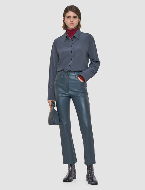 joseph Duke Leather Stretch Trousers Smoke