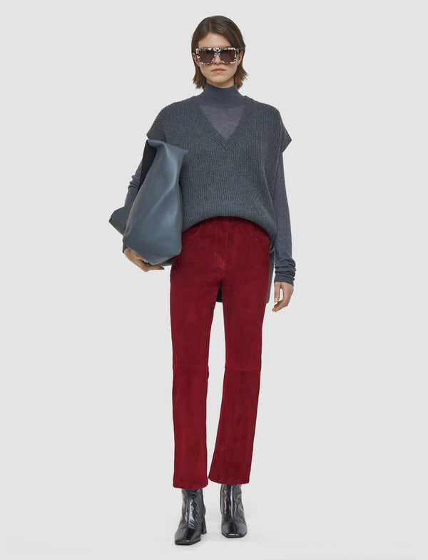 Joseph Duke Suede Stretch Trousers Ruby