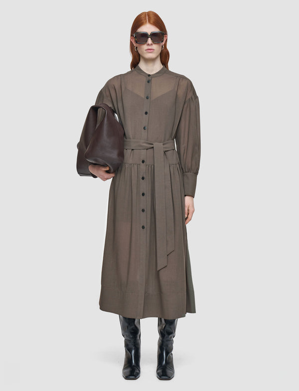 Joseph Emma Sheer Fine Wool Dress Mushroom