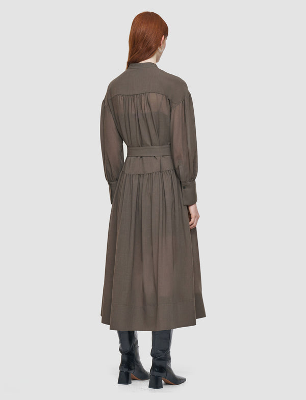 Joseph Emma Sheer Fine Wool Dress Mushroom