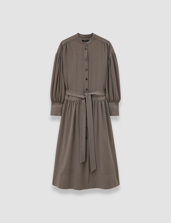 joseph Emma Sheer Fine Wool Dress Mushroom