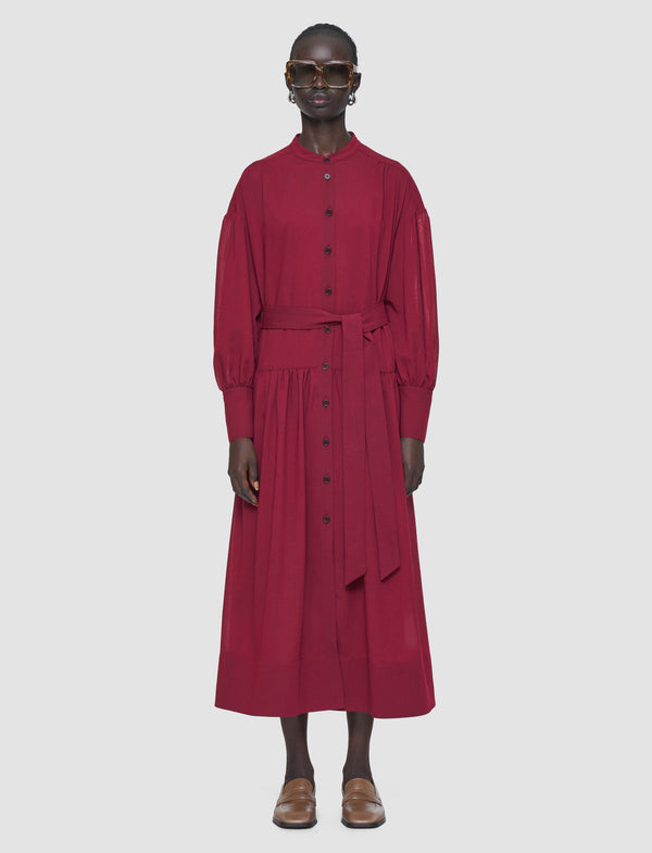 Joseph Emma Sheer Fine Wool Dress Ruby