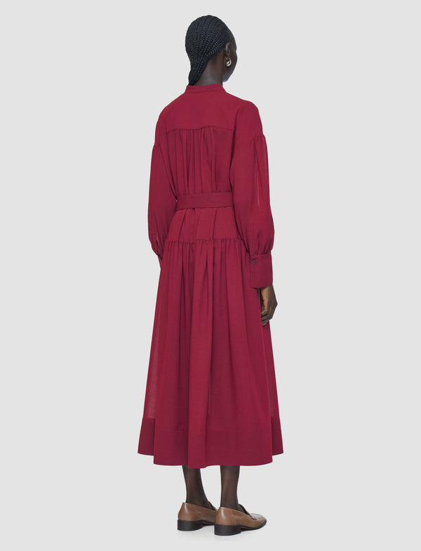 Joseph Emma Sheer Fine Wool Dress Ruby