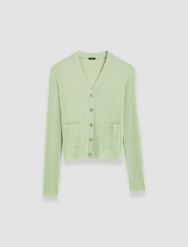 joseph Fine Merino Rib Cardigan Matcha