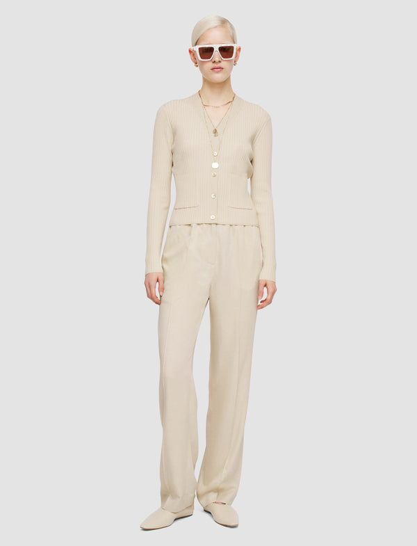 Joseph Fine Merino Rib Cardigan Quail