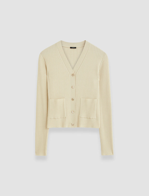 joseph Fine Merino Rib Cardigan Quail