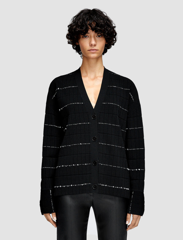 Joseph Fragmented Stripes Cardigan Black/Ivory