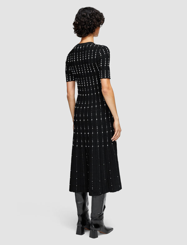 Joseph Fragmented Stripes Dress Black/Ivory
