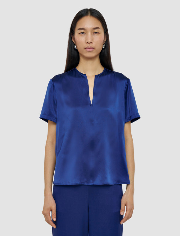Joseph Gala Silk Satin Blouse Cobalt