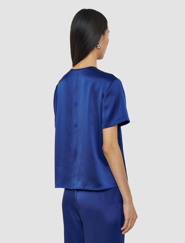 Joseph Gala Silk Satin Blouse Cobalt