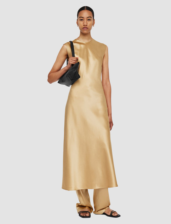 Joseph Garnier Silk Satin Dress Desert Sand