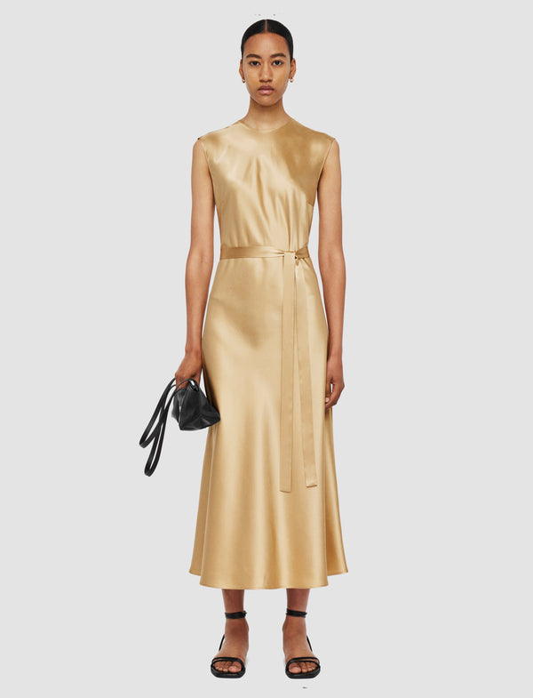Joseph Garnier Silk Satin Dress Desert Sand