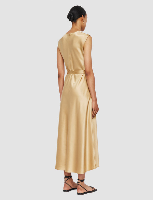 Joseph Garnier Silk Satin Dress Desert Sand