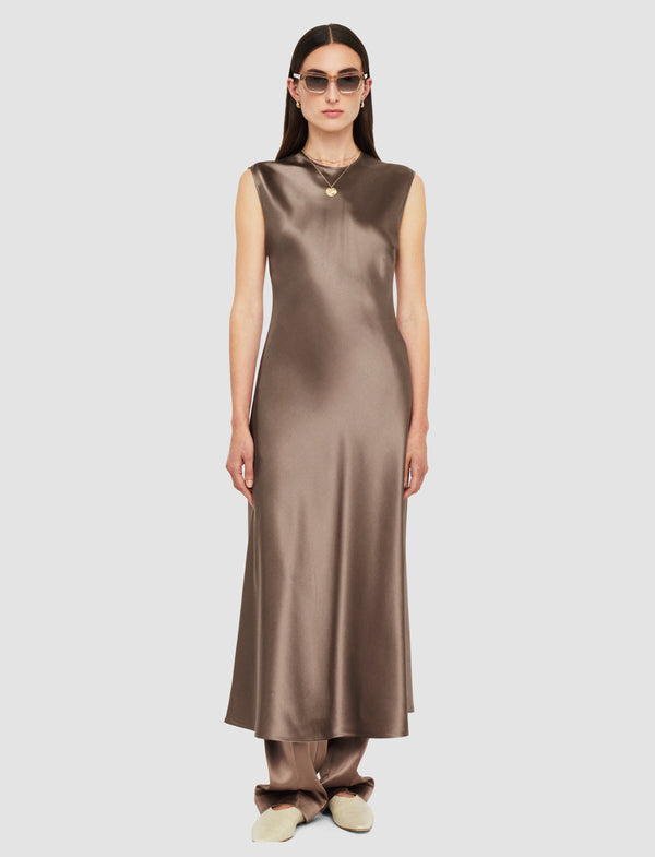 Joseph Garnier Silk Satin Dress Escargot