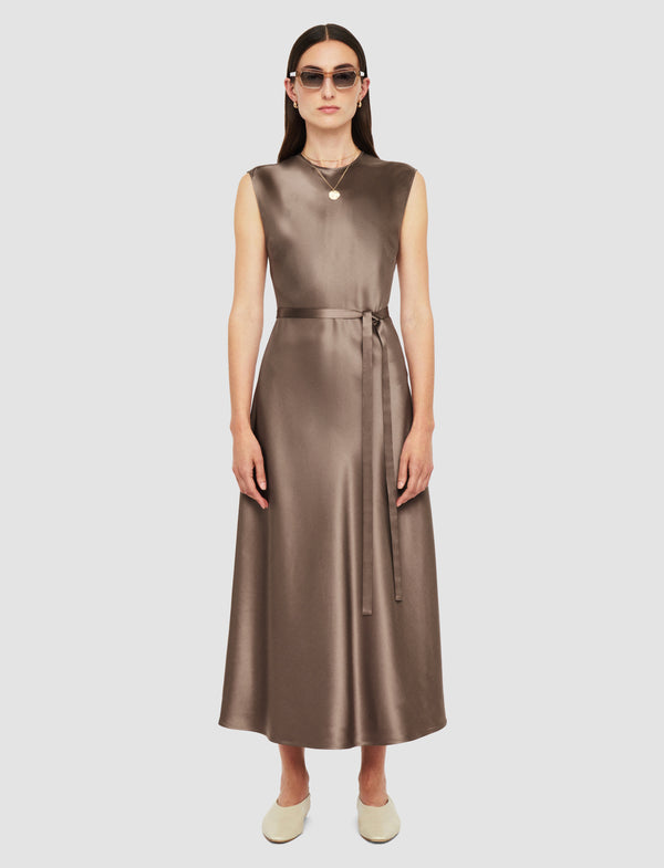 Joseph Garnier Silk Satin Dress Escargot