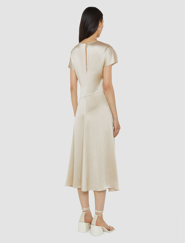 Joseph Geegee Ruched Silk Satin Dress Quail