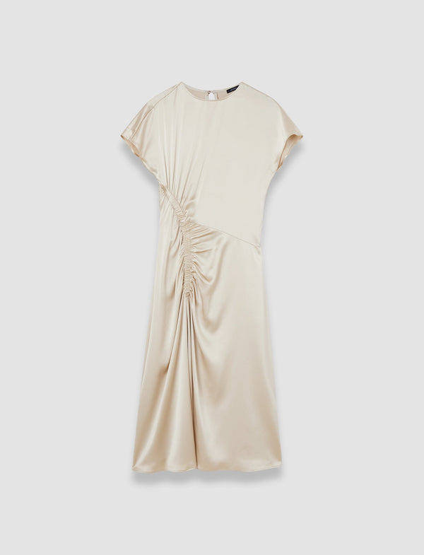 joseph Geegee Ruched Silk Satin Dress Quail