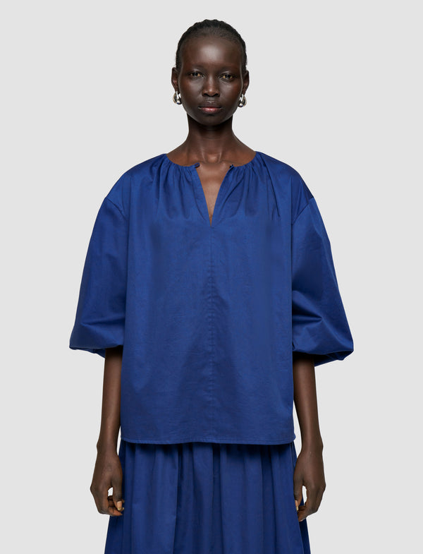 Joseph Godin Cotton Sateen Blouse Cobalt