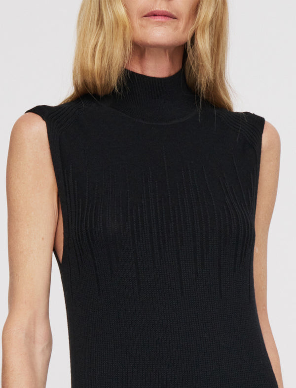 Joseph Gradient Stitch High Neck Dress Black