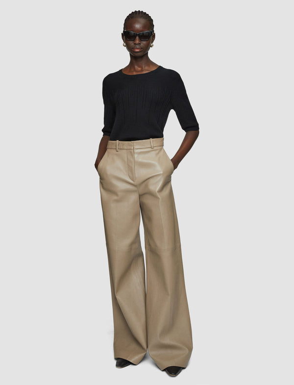 Joseph Gradient Stitch Round Neck Top Black