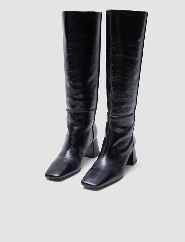 Joseph Heeled Knee High Patent Leather Boots Black