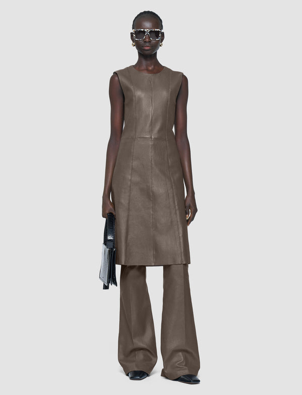 Joseph Heidi Leather Stretch Dress Mushroom
