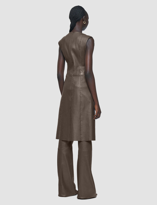 Joseph Heidi Leather Stretch Dress Mushroom