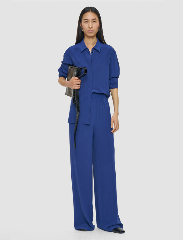 Joseph Hulin Crepe De Soie Silk Trousers Cobalt