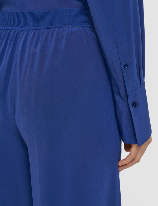 Joseph Hulin Crepe De Soie Silk Trousers Cobalt