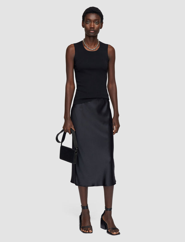 Joseph Isaak Silk Satin Skirt Black