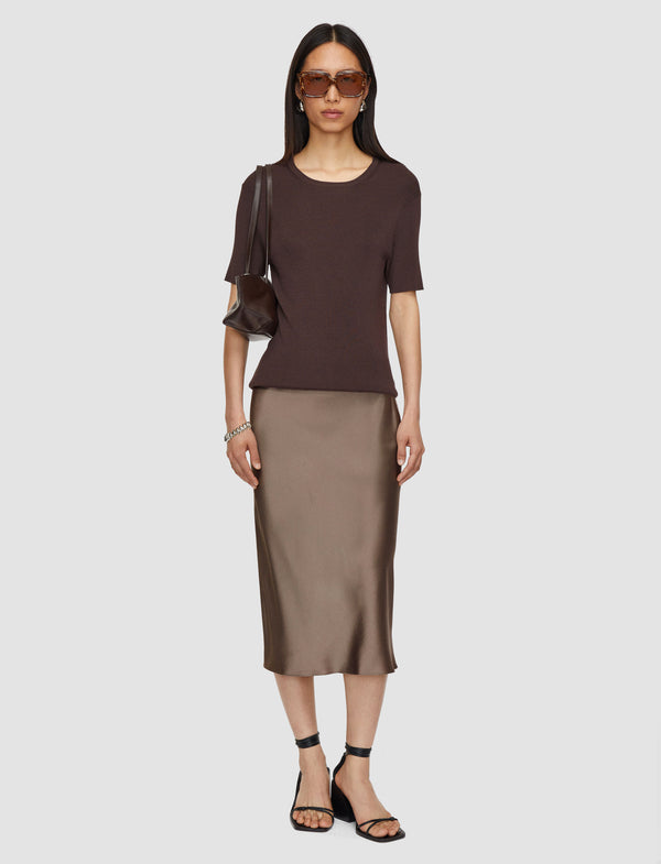 Joseph Isaak Silk Satin Skirt Escargot