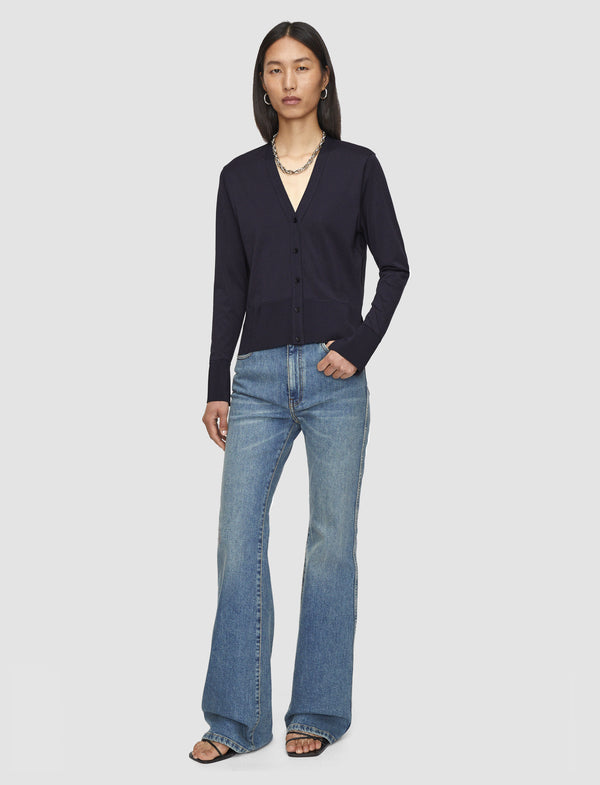 Joseph Jersey Habotai Silk Cardigan Navy