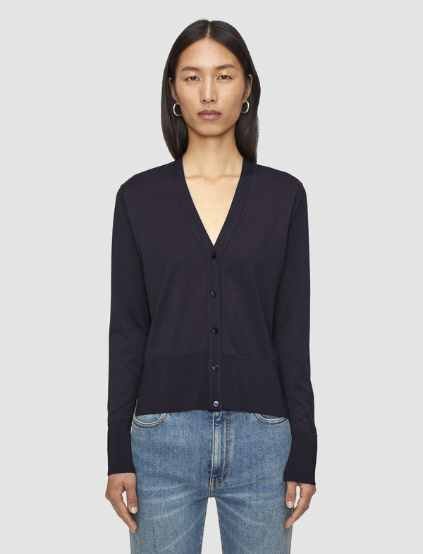 Joseph Jersey Habotai Silk Cardigan Navy