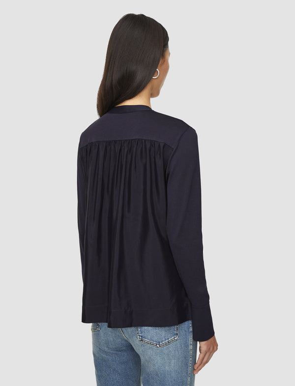 Joseph Jersey Habotai Silk Cardigan Navy