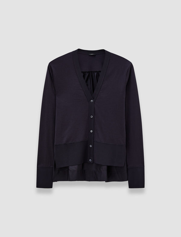 joseph Jersey Habotai Silk Cardigan Navy