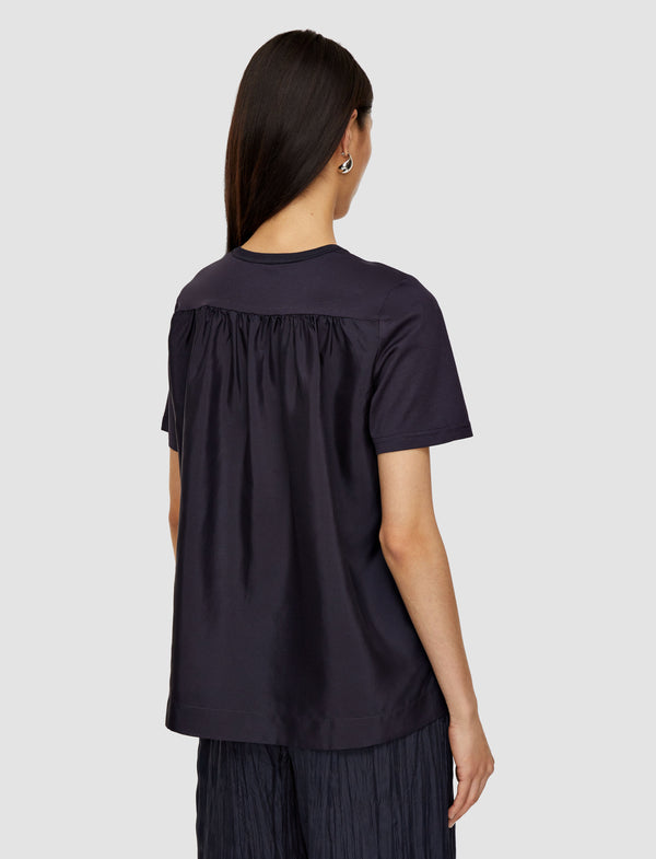 Joseph Jersey Habotai Silk Top Navy