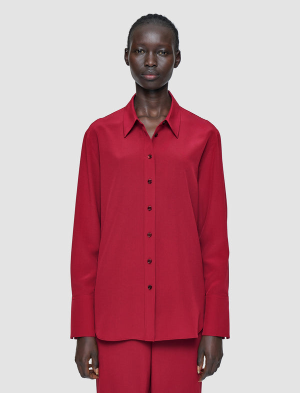 Joseph Joe Crepe De Chine Silk Blouse Ruby