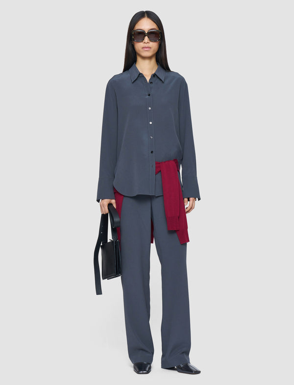 Joseph Joe Crepe De Chine Silk Blouse Smoke