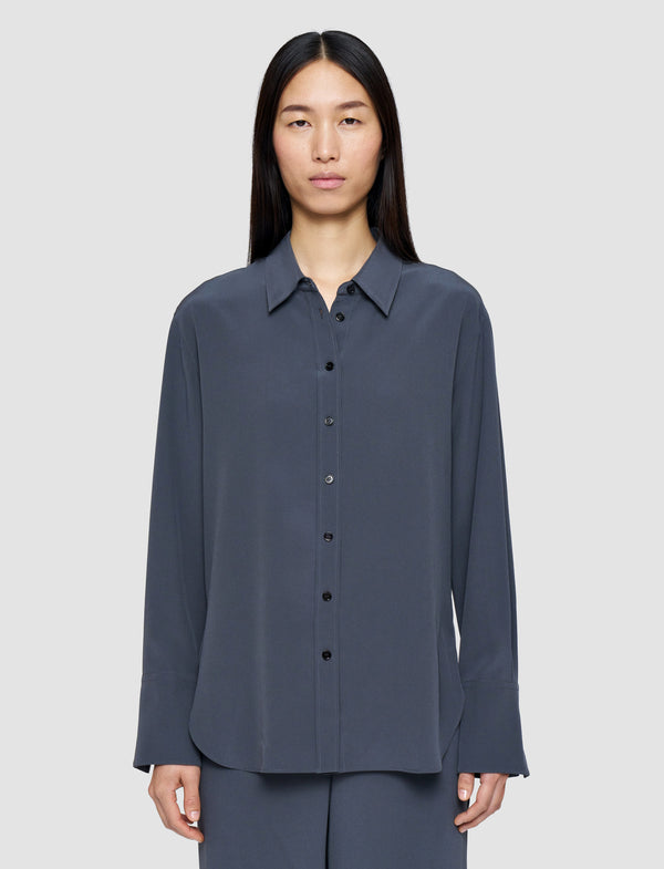 Joseph Joe Crepe De Chine Silk Blouse Smoke