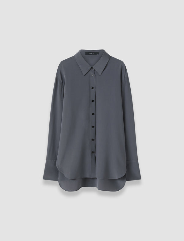 joseph Joe Crepe de Chine Silk Blouse Smoke