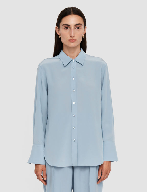 Joseph Joe Silk Crepe De Chine Blouse Faded Sky