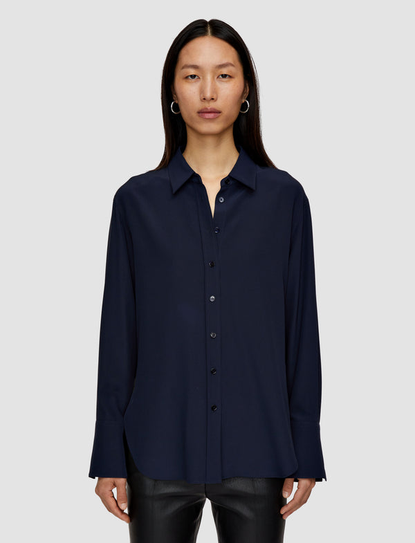 Joseph Joe Silk Crepe De Chine Blouse Navy